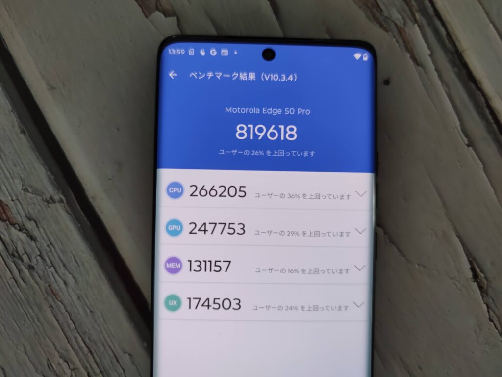 motorola edge 50 pro Antutu 8回目