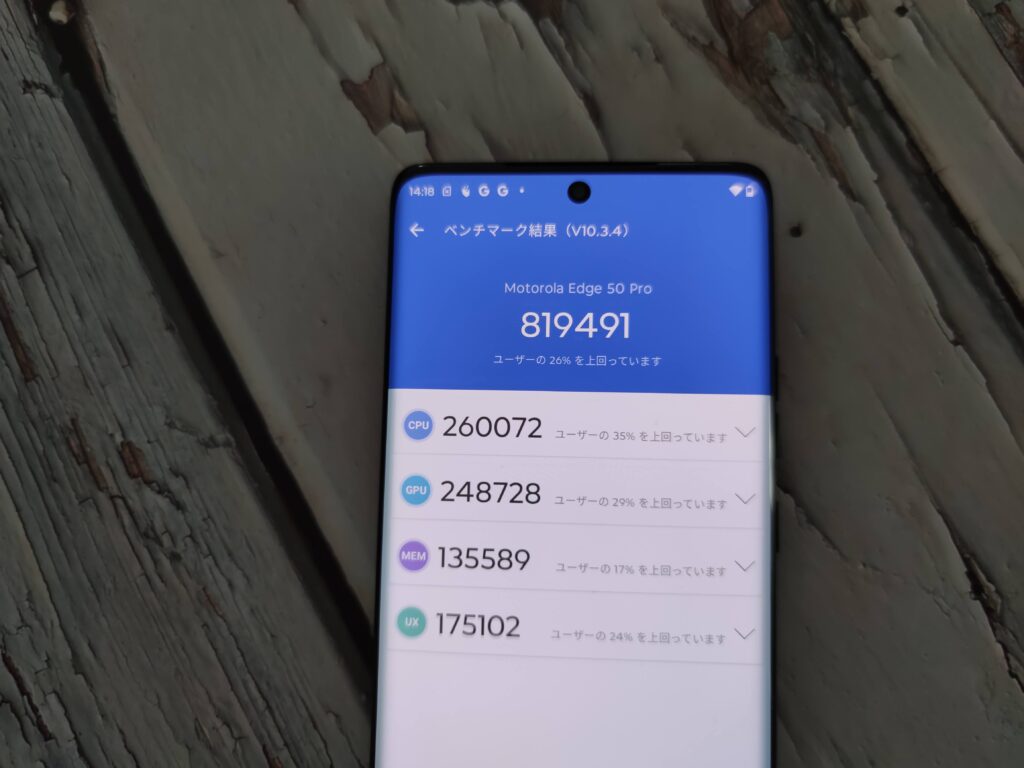 motorola edge 50 pro Antutu 9回目
